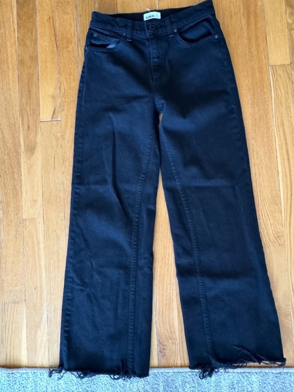 ASKK NY Black Wide-Leg Raw-Hem Jeans